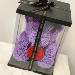 B&BA Purple Rose Bear With Jumbo Eternity Rose