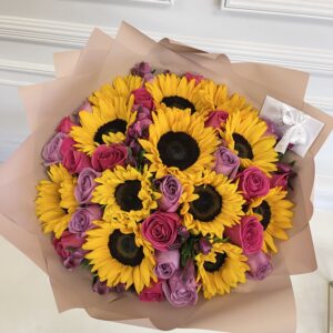 B&BA Lavender X Hot Pink Sunflower Bouquet