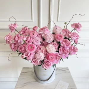 B&BA Pink Reflexed Rose Box